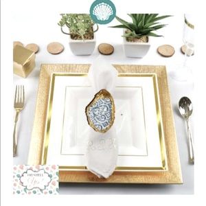 Oyster Shell Napkin Rings-Hand painted